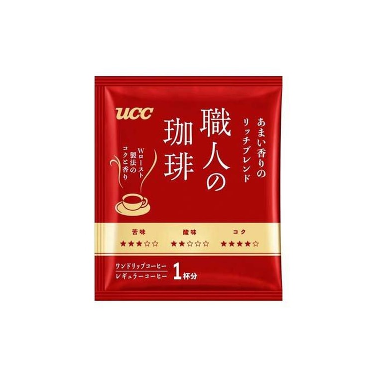 日本UCC咖啡职人挂耳咖啡 纯黑咖啡粉 提神无蔗糖 18袋入 红色 醇香摩卡 深厚浓郁