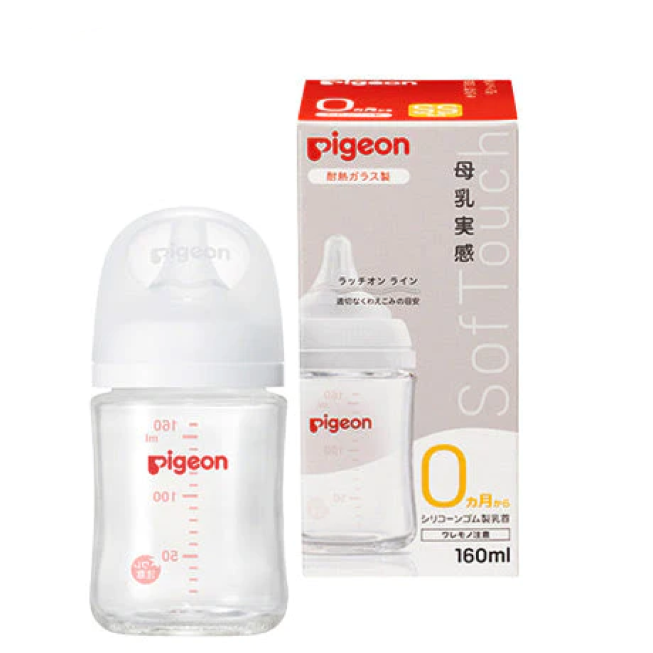 日本PIGEON贝亲 母乳感耐热玻璃奶瓶160ml