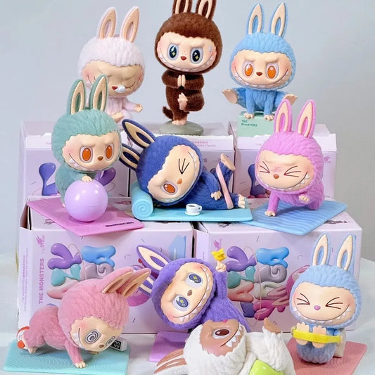 POPMART泡泡玛特 Labubu Lazy Yoga慵懒瑜伽系列 植绒公仔盲盒 单盒 盲盒内随机款式