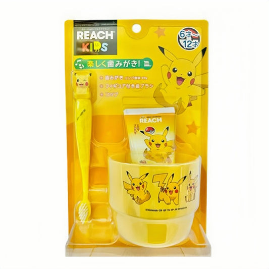日本REACH KIDS皮卡丘限定 刷牙洗漱套装(牙刷+牙膏+洗漱杯)