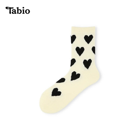 日本靴下屋Tabio撞色心形袜子毛混纺