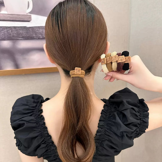 可爱小熊标高弹力不伤发头绳扎马尾无痕高级感发圈10枚