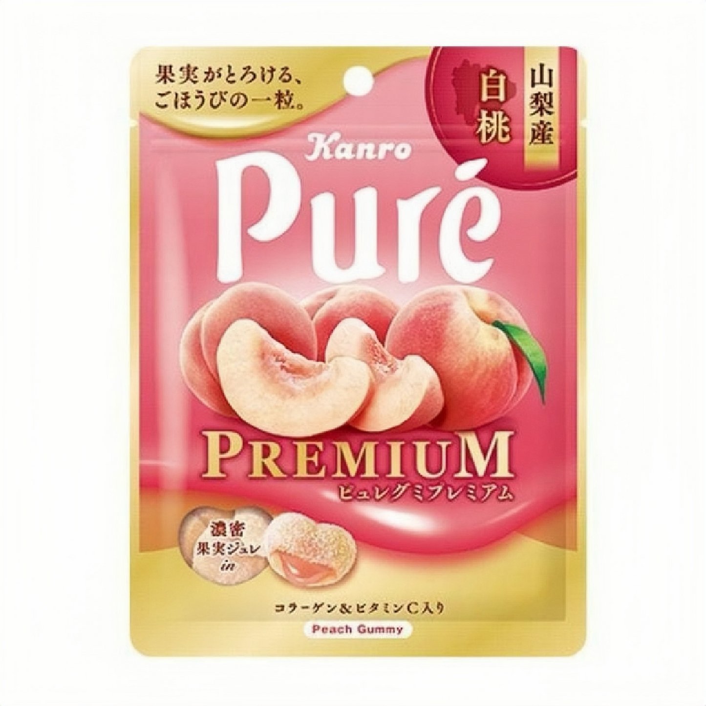 日本Kanro Puré Premium 心形果汁夹心软糖(山梨县产白桃味)