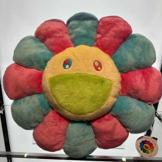 日本Takashi Murakami村上隆太阳花毛绒抱枕靠垫60cm 蓝粉配色