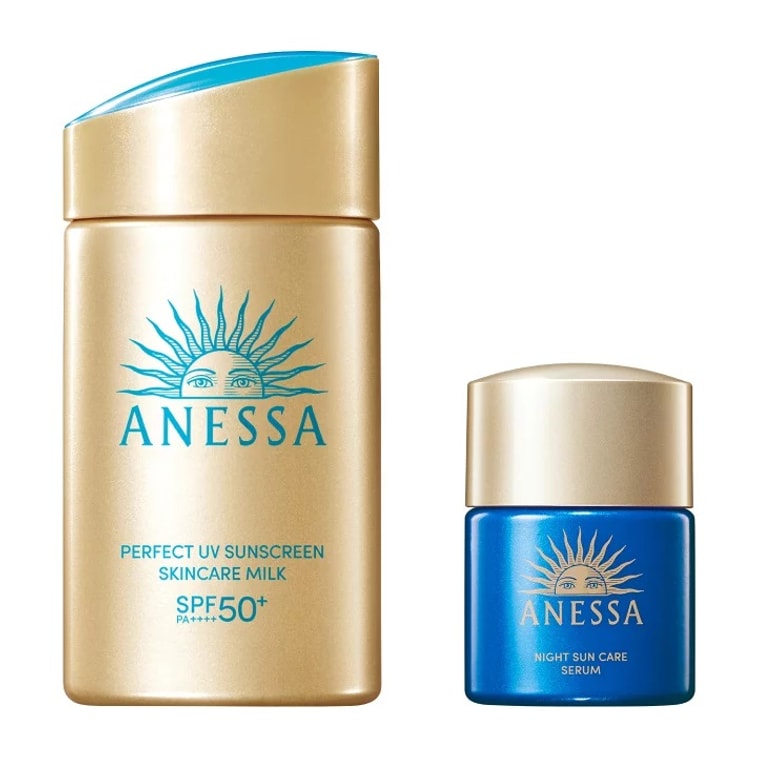 日本资生堂 ANESSA安耐晒套装(小金瓶防晒霜 SPF50+/PA++++ 60ml+夜用防晒修护精华12ml)