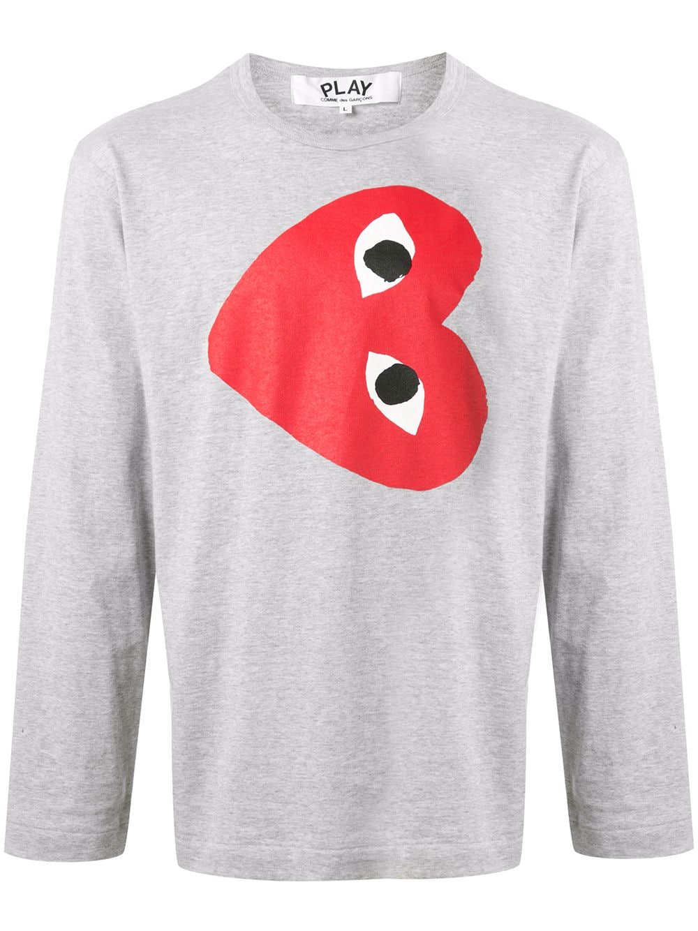 Comme Des Garçons Play日本川久保玲长袖T恤 灰色大红心 男码M