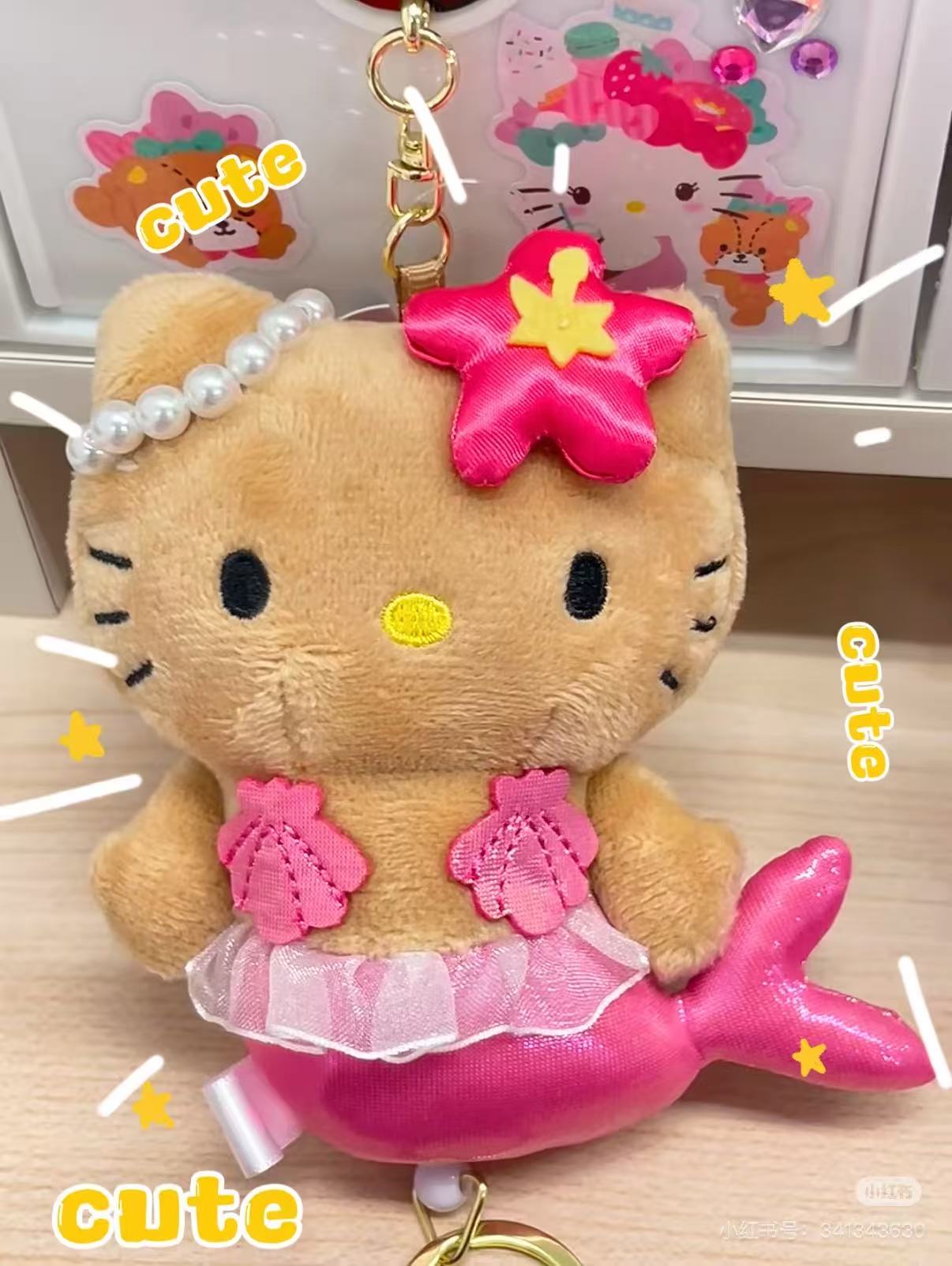 日本三丽鸥 黑皮KT 粉色比基尼美人鱼挂件