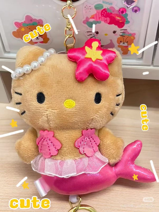 日本三丽鸥 黑皮KT 粉色比基尼美人鱼挂件