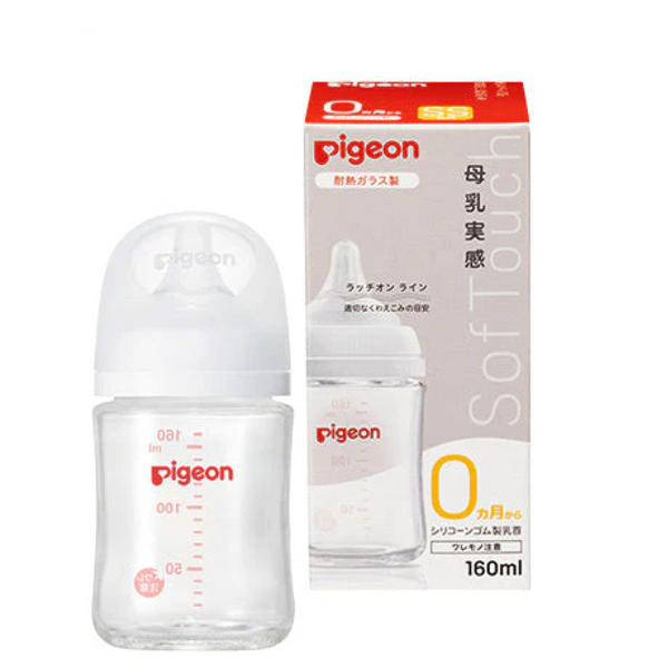 日本PIGEON贝亲 母乳感耐热玻璃奶瓶160ml