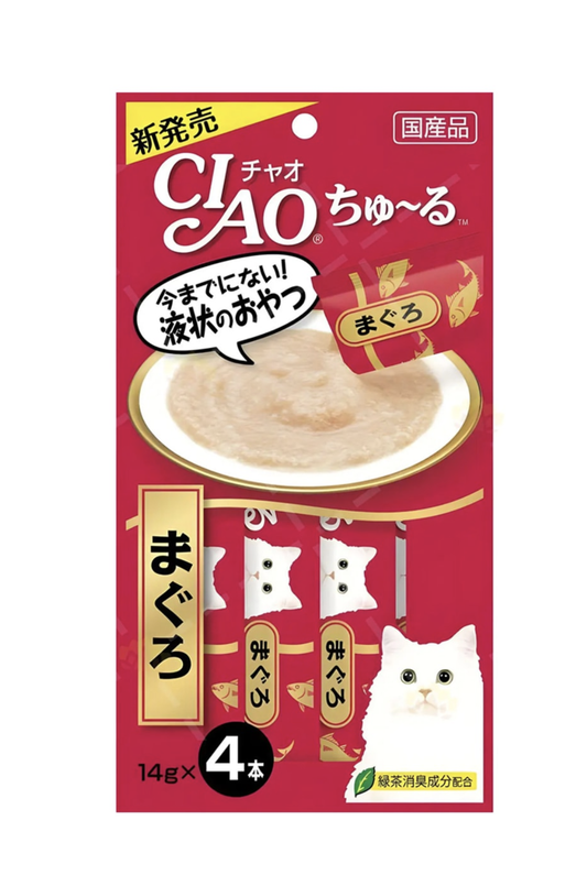 INABA 伊纳宝 CIAO 猫零食 啾噜柔软肉酱 补水肉泥猫条 金枪鱼 14g*4