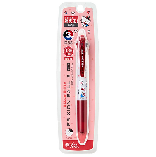 日本百乐三丽鸥Sanrio Frixion Ball 3 Slim Hello Kitty 圆珠笔0.38mm黑色红色蓝色按动式