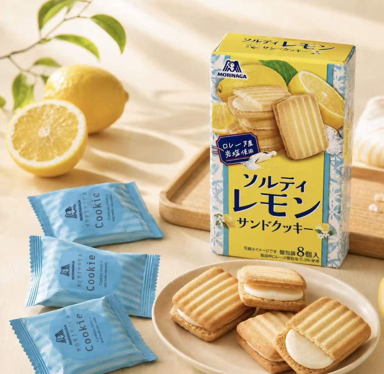 日本森永岩盐夹心饼干 柠檬味