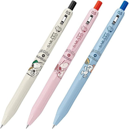 日本SARASA斑马漫画艺术史努比凝胶圆珠笔0.5mm 黑红蓝3色套装
