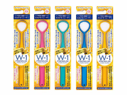 日本SHIKIEN W-1 premium 升级款双面舌苔刷 颜色随机