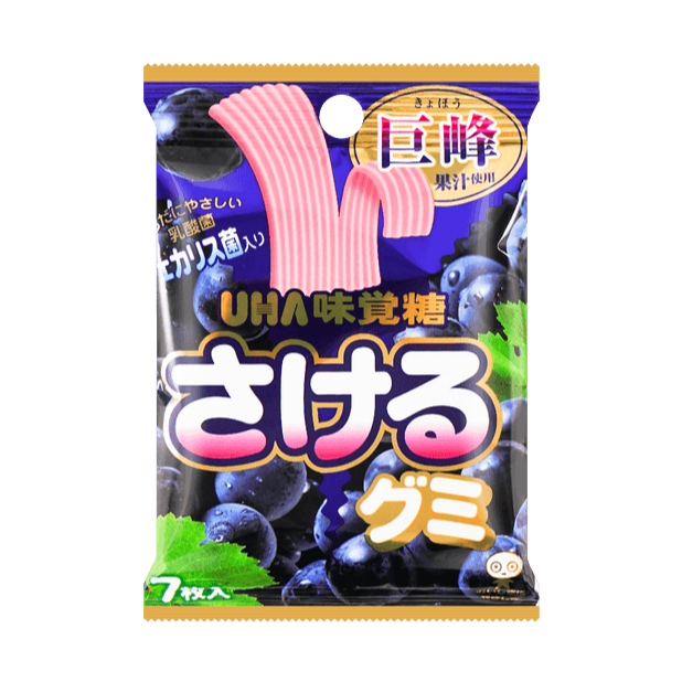 日本UHA悠哈 新食感手撕橡皮软糖 葡萄味 7枚入 30g