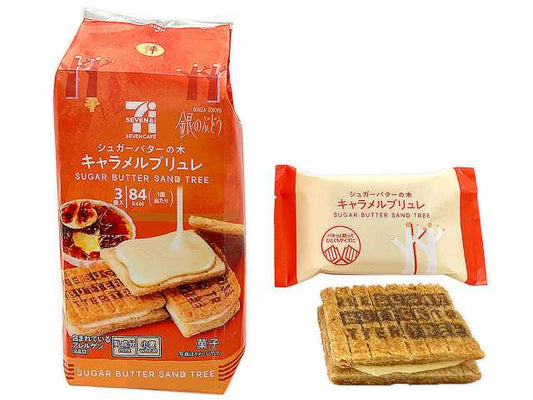 日本711便利店零食 Sugar Butter Tree砂糖奶油树联名 奶油夹心饼干 焦糖布丁味