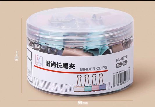 反转文具 莫兰迪色长尾夹 25mm 48个装