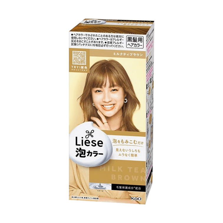 日本花王 Liese泡沫染发剂 咖啡奶茶棕（附染发工具+护发素） 黑发直染