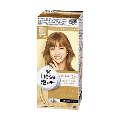 日本花王 Liese泡沫染发剂 咖啡奶茶棕（附染发工具+护发素） 黑发直染