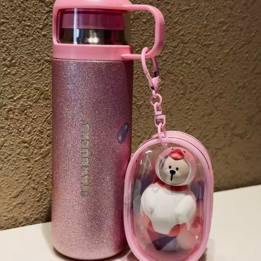 星巴克 甜星噗噗鸭系列 不锈钢保温杯 配娃包挂饰 360ml