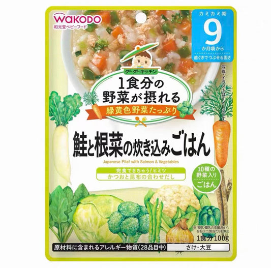 日本WAKODO和光堂即食宝宝辅食 三文鱼根菜炖蔬菜粥 9月+