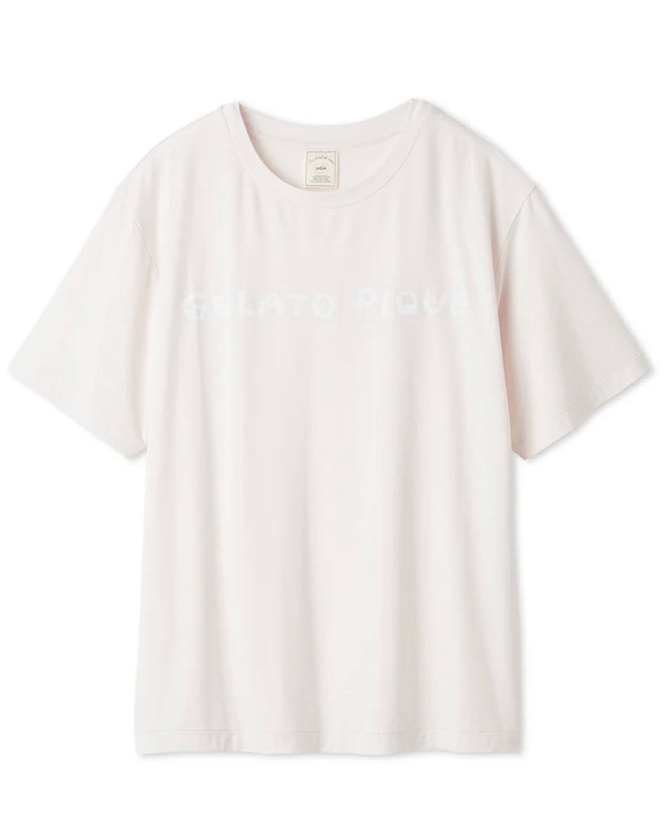 日本GELATO PIQUE 春夏新品 简约字母居家睡衣T恤+满印小熊长裤 粉色