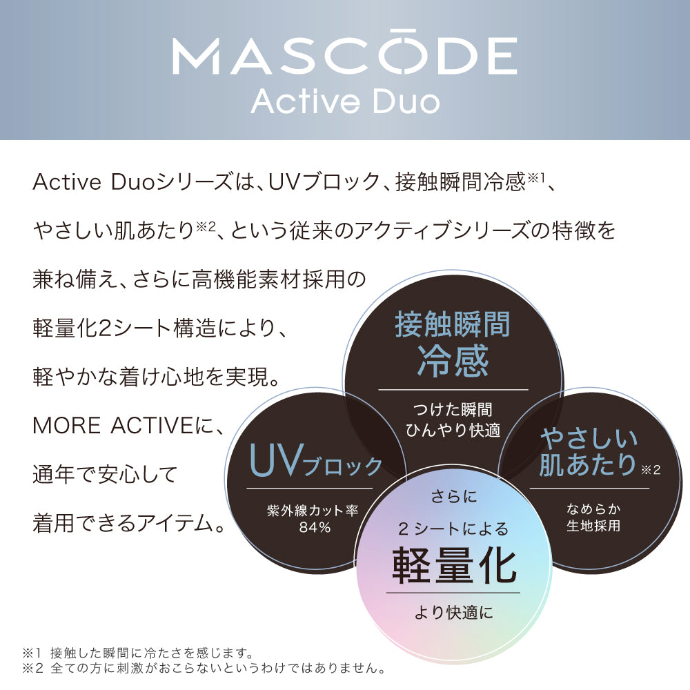 日本MASCODE Active Duo 系列 清凉面膜 M尺寸 成人口罩 7枚入 米色+黑绳