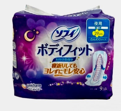 日本Unicharm 苏菲瞬吸夜用护翼卫生巾 29cm 9枚入