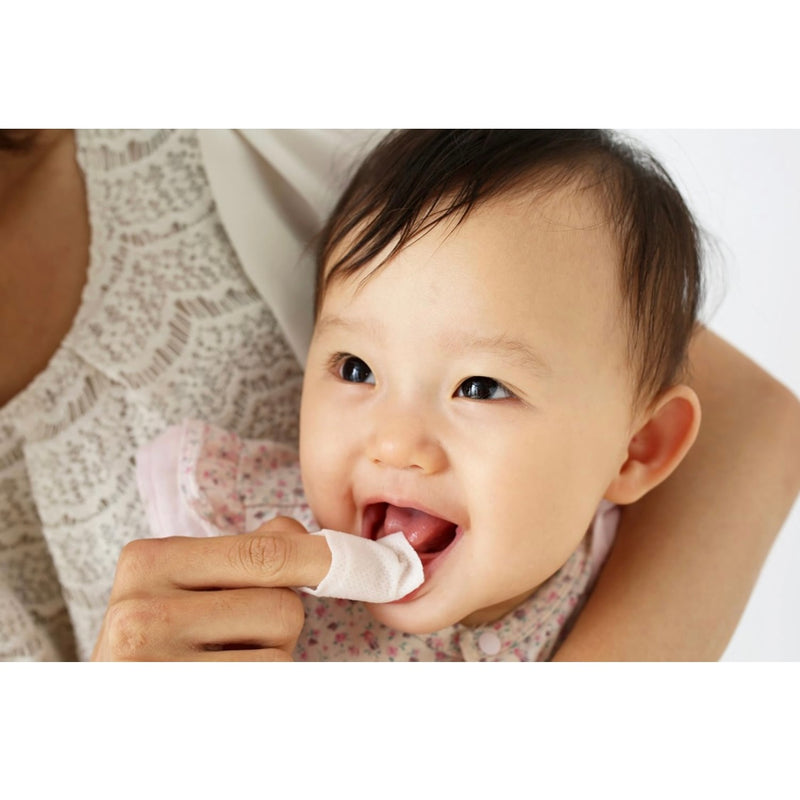 日本PIGEON贝亲婴儿口腔清洁舌苔牙齿护理乳牙洁牙布擦牙湿巾 42枚入绿茶味