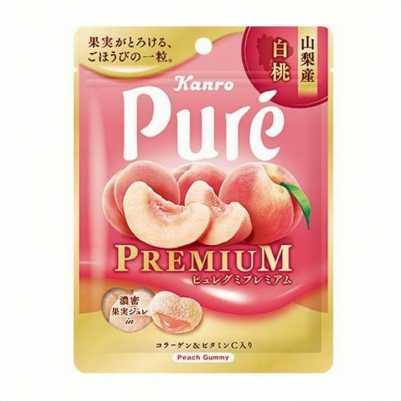 日本Kanro Puré Premium 心形果汁夹心软糖（山梨县产白桃味）