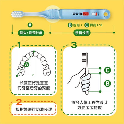 日本GUM儿童米菲软毛小头牙刷 防蛀 #76 1-5岁 粉橙蓝绿颜色随机