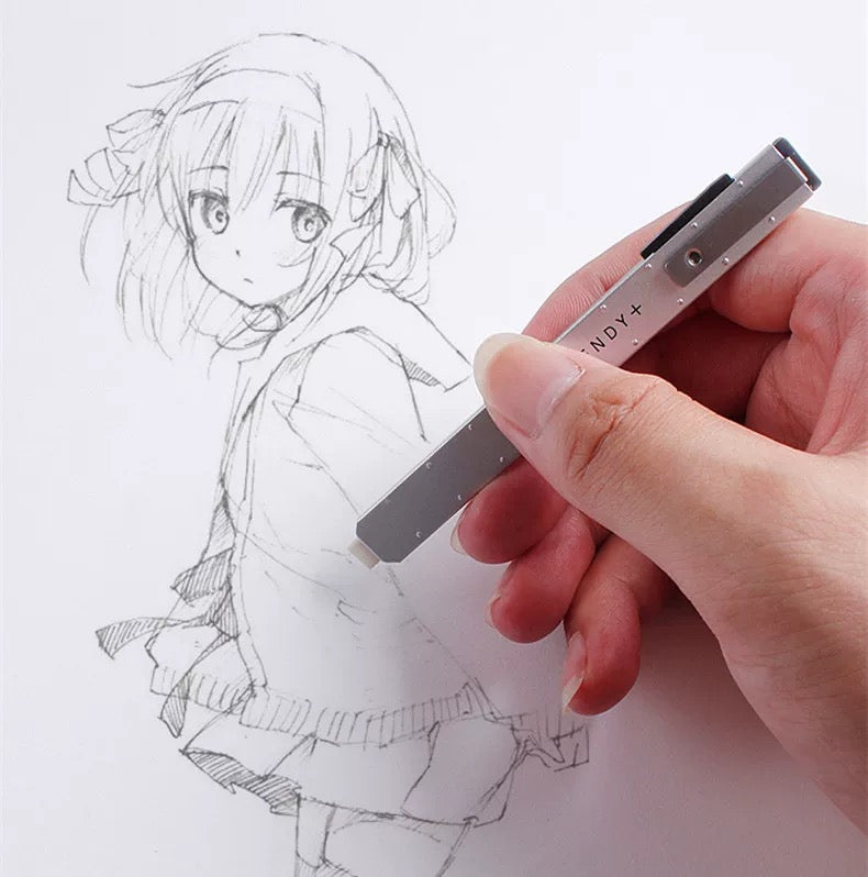 日本seed金属笔式按动橡皮 细节擦拭可伸缩橡皮擦 轻巧书写美术绘画笔高光橡皮擦 金属银色