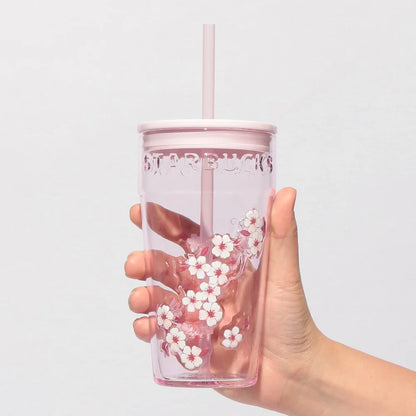 日本星巴克 2026樱花限定第一弹 樱花吸管玻璃杯 473ml