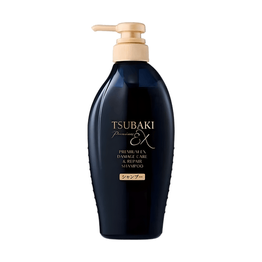 日本资生堂 TSUBAKI丝蓓绮 新版黑椿奢华黑离子修护强效EX洗发水 450ml 烫染严重受损修复