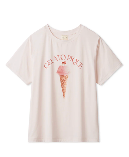 日本GELATO PIQUE 春夏新品 冰淇凌凉感居家睡衣 T恤+短裤 粉色